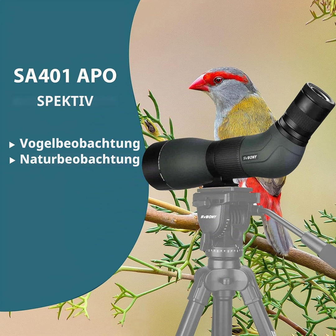 Svbony SA401 APO Spektiv, 20-60x85mm, Doppel-ED-Glas FMC, Präziser Fokus, Wasserdichtes Abgewinkelte