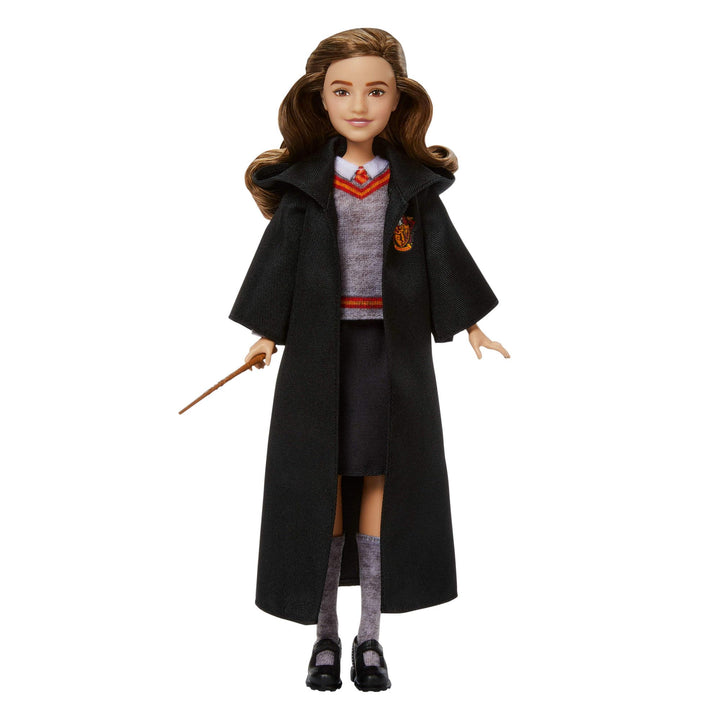 Mattel Harry Potter-Spielzeug, Hermine Granger-Modepuppe im typischen abnehmbaren Hogwarts-Gewand mi