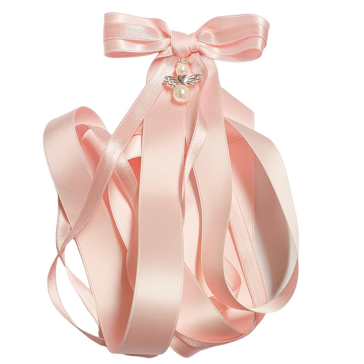 Taufschleife, zweifarbige Rosa Rosette mit Schutzengel aus der Grace of Sweden, Rose