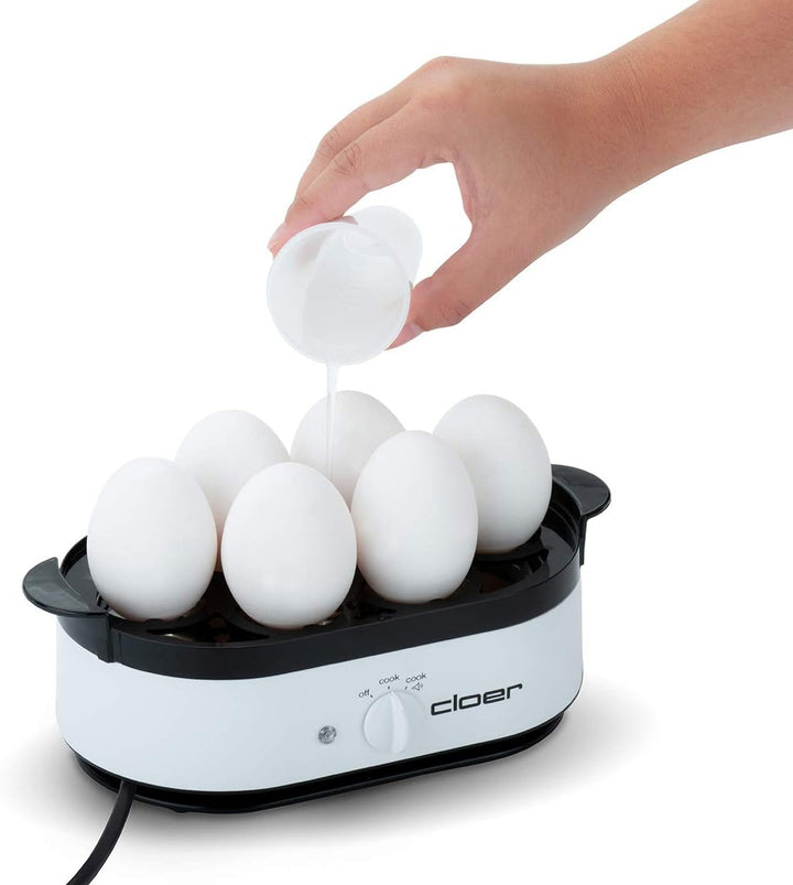 Cloer 6081 Eierkocher mit akustischer Fertigmeldung, Kunststoff, weiss