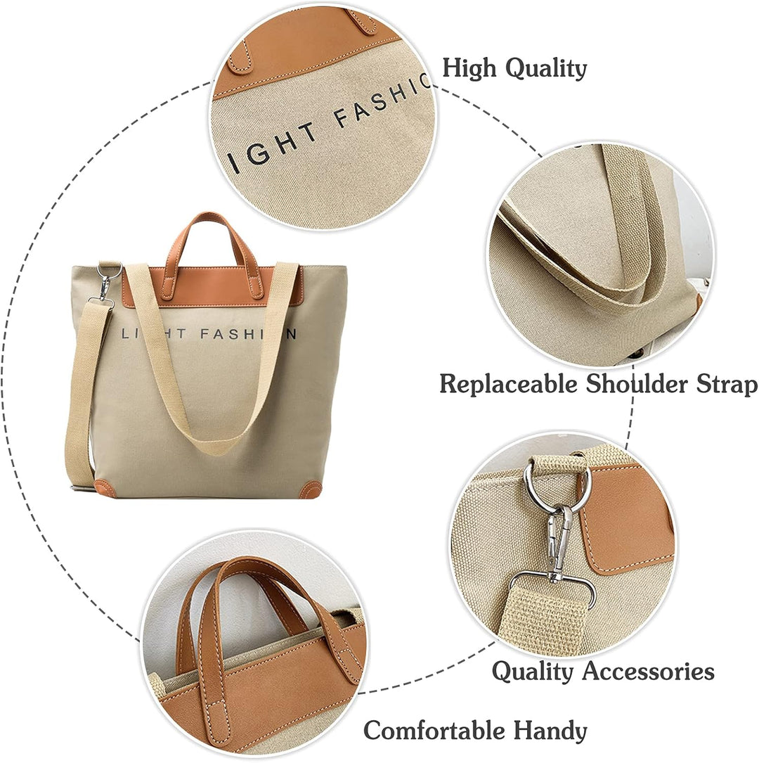 PORRASSO Damen Schultertasche Casual Canvas Tasche Handtasche Multifunktional Gross Umhängetasche Ho
