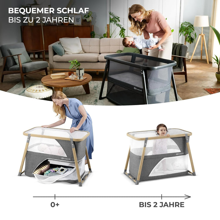 Kinderkraft Kinderreisebett 4 in 1 SOFI, Babybetten, Kinderbett, Baby Zustellbett, Reisebett mit Zub