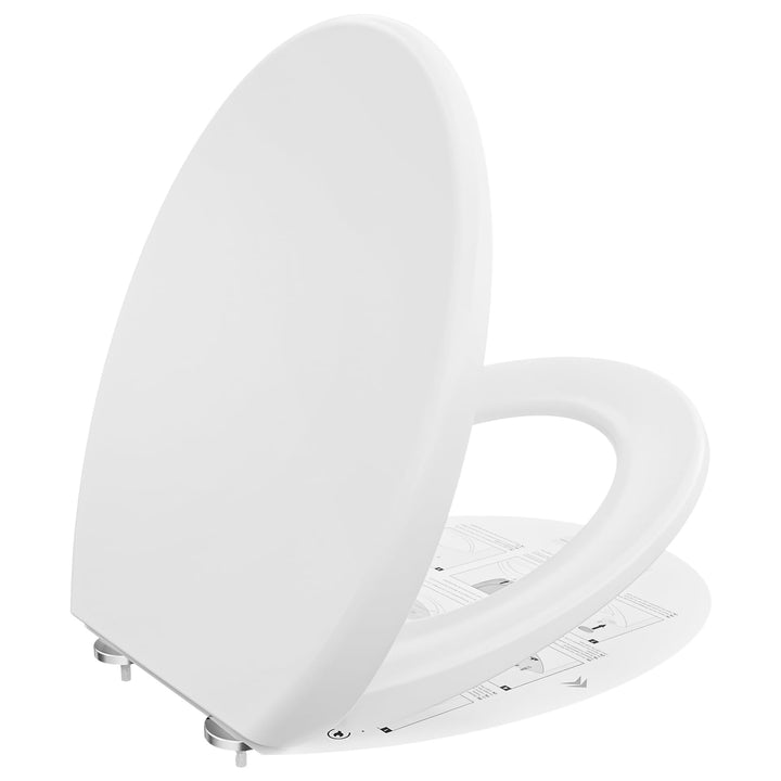 CECIPA Toilettendeckel mit Absenkautomatik, WC Sitz Oval, Klodeckel Absenkautomatik, Klobrille Weiss