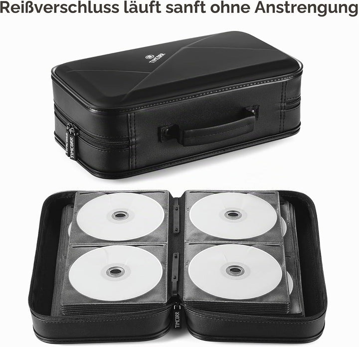TIMCORR CD Tasche, CD Hülle DVD Halter Aufbewahrung: 144 DVD Hüllen Organizer tragbare Brieftaschen