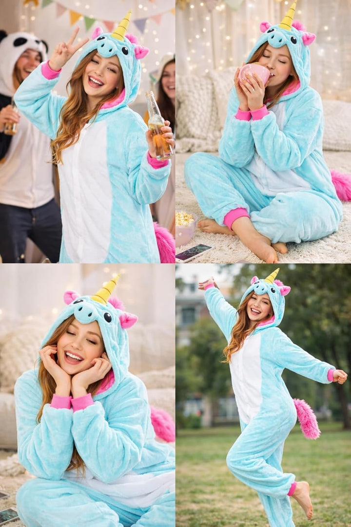 Katara 1744 - Einhorn türkis/rosa Kostüm-Anzug Onesie/Jumpsuit Einteiler Body für Erwachsene Damen H
