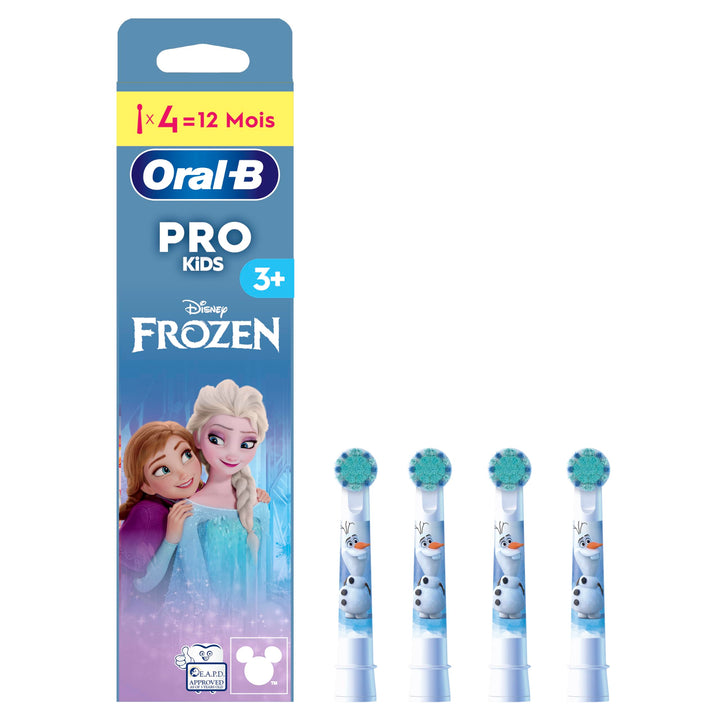 Oral-B Kids 3+ elektrische Zahnbürstenköpfe Disney Die Eiskönigin, Packung mit 4 Ersatzbürsten, sanf
