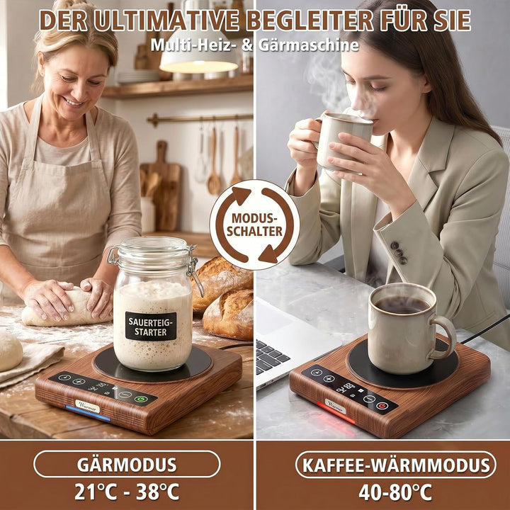 GFTIME Sauerteig Starter Wärmer mit Präzisem Thermostat (21-80℃), 24H Timer &amp; Memory-Funktion,11.3cm