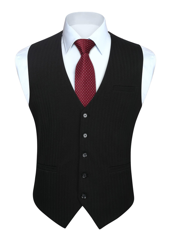 HISDERN Herren Anzugweste Formale Hochzeit Klassische Retro Baumwolle V-Ausschnitt Einfarbige Elegan