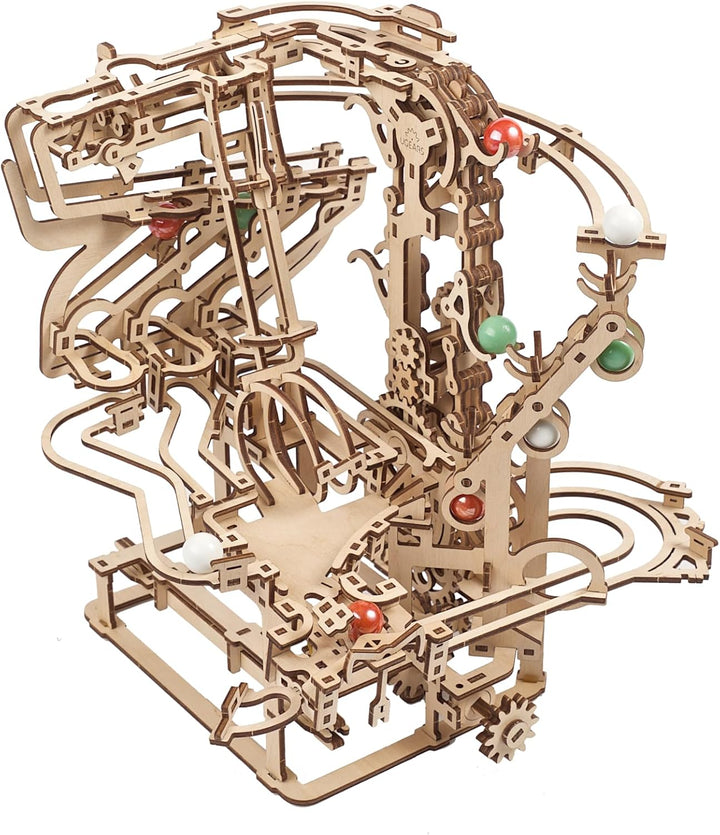 UGEARS Holz Marble Run Chain Hoist - Mechanische 3D Holzpuzzle für Erwachsene, DIY Modellbausatz für