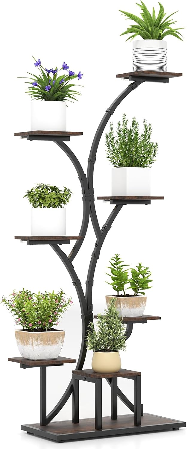COSTWAY Pflanzenständer mit Wachstumslichtern, 8-stöckiges Pflanzenregal, Blumenständer Innenbereich