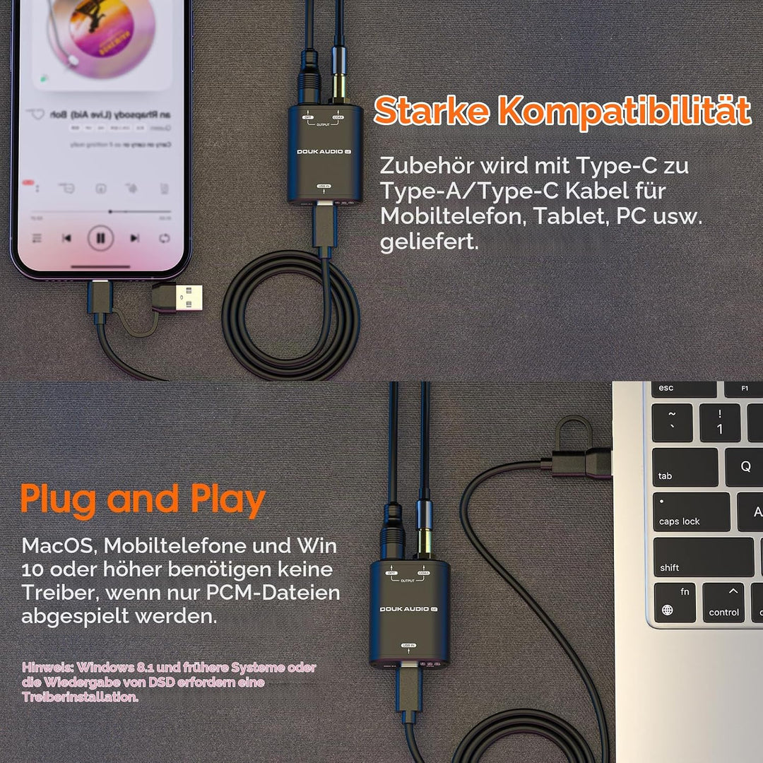 Douk Audio U2 USB Konverter XMOS XU208 Digitale Schnittstelle TOSLINK Koaxial DOP SPDIF Adapter DSD6