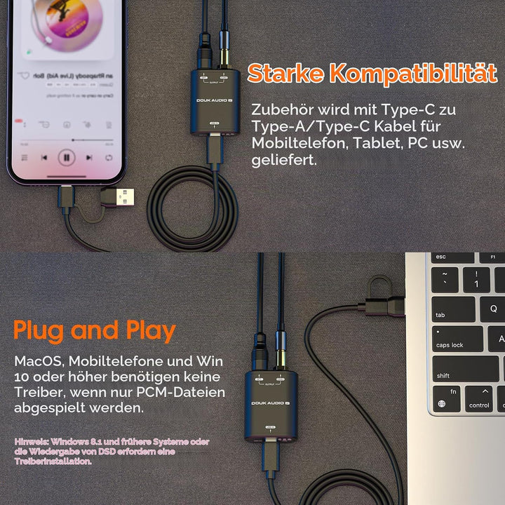 Douk Audio U2 USB Konverter XMOS XU208 Digitale Schnittstelle TOSLINK Koaxial DOP SPDIF Adapter DSD6