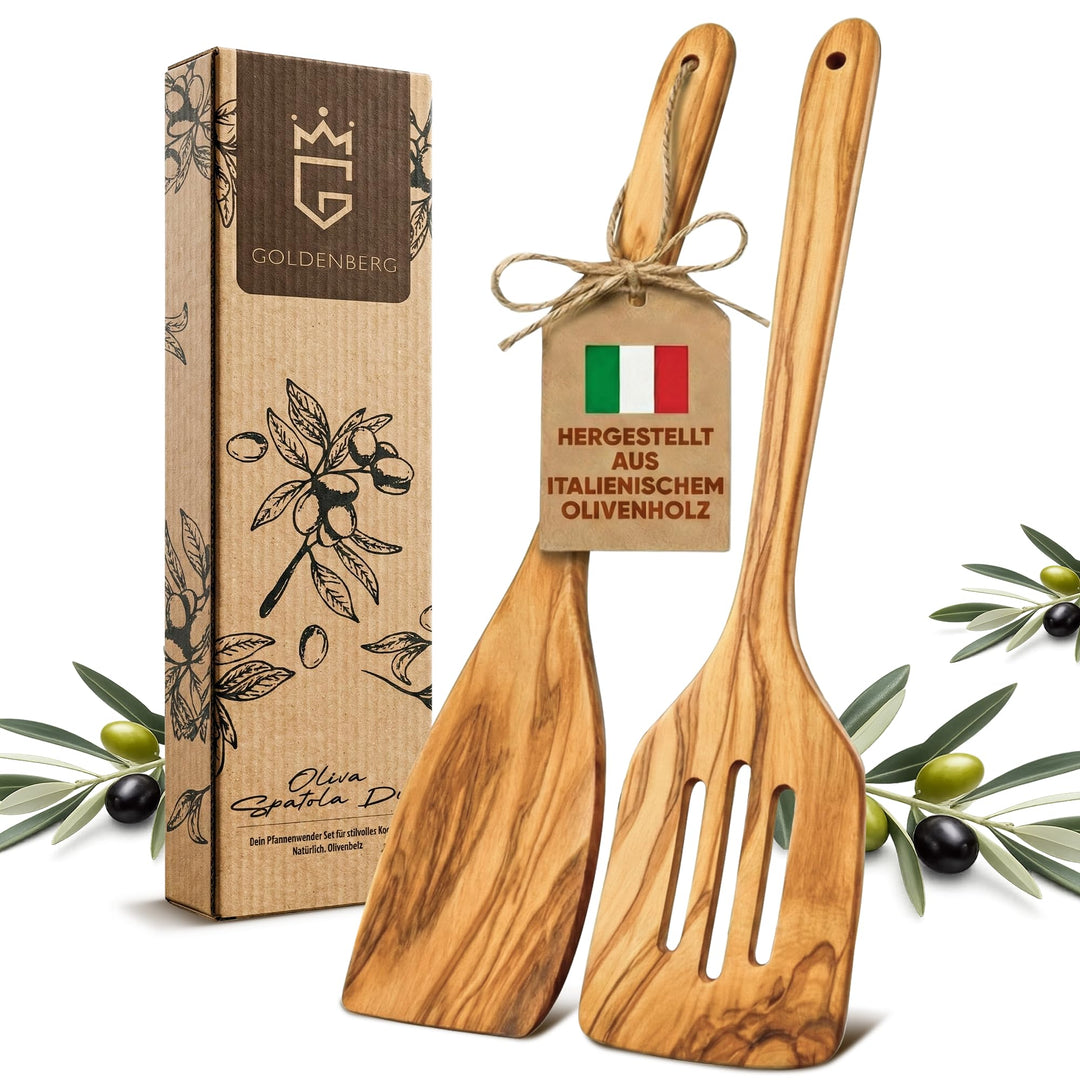 GOLDENBERG® Spar Set - Premium Pfannenwender - Made in Europe - feinstes Olivenholz aus Italien - ro