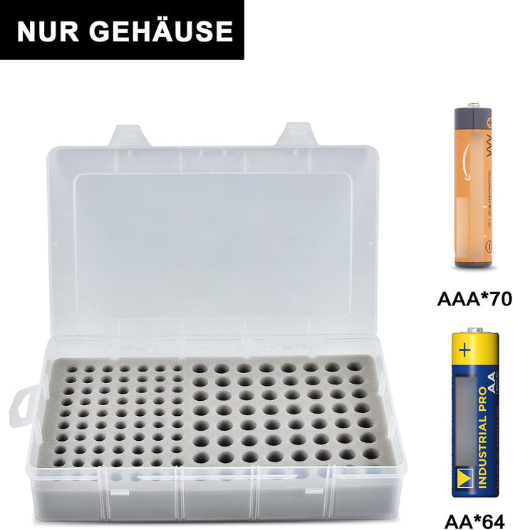 Batterie Aufbewahrungsbox, Batterie Box für 134 Stk. AA & AAA Batterien, Tragbare Garage-Organisatio
