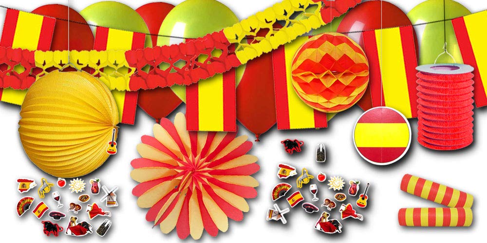 Spanien Grundausstattung Länderparty Dekoset rotgelb - Spanien Länderdeko für Fasching, Karneval, Ge