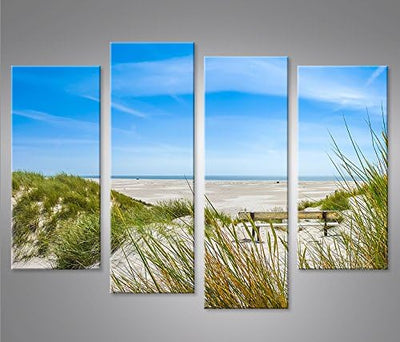 islandburner Bild Bilder auf Leinwand Nordsee Strand 4er XXL Poster Leinwandbild Wandbild Dekoartike