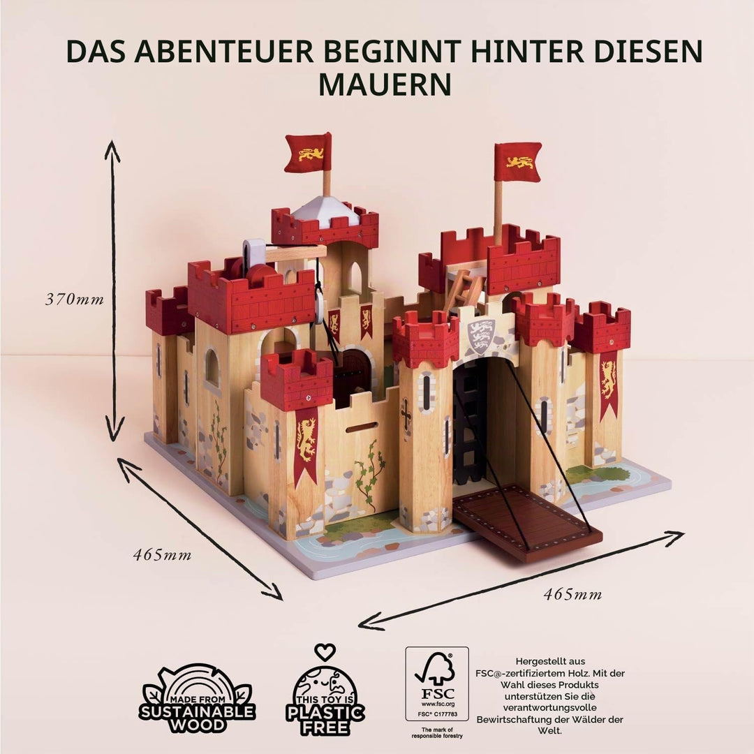 Le Toy Van – Pädagogisches Castles Collection Rollenspiel „Löwenherz“ aus Holz | Ritterburg Spielset