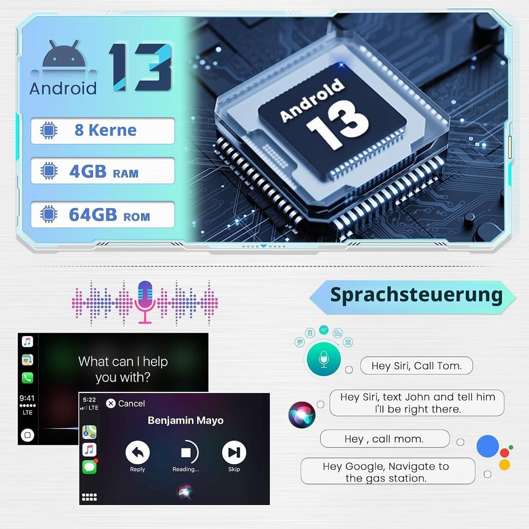 [8Cores 4G+64G] Hikity Autoradio Android 15 Für Ford Transit Tourneo Custom 2013-2019 9Zoll Touch Di