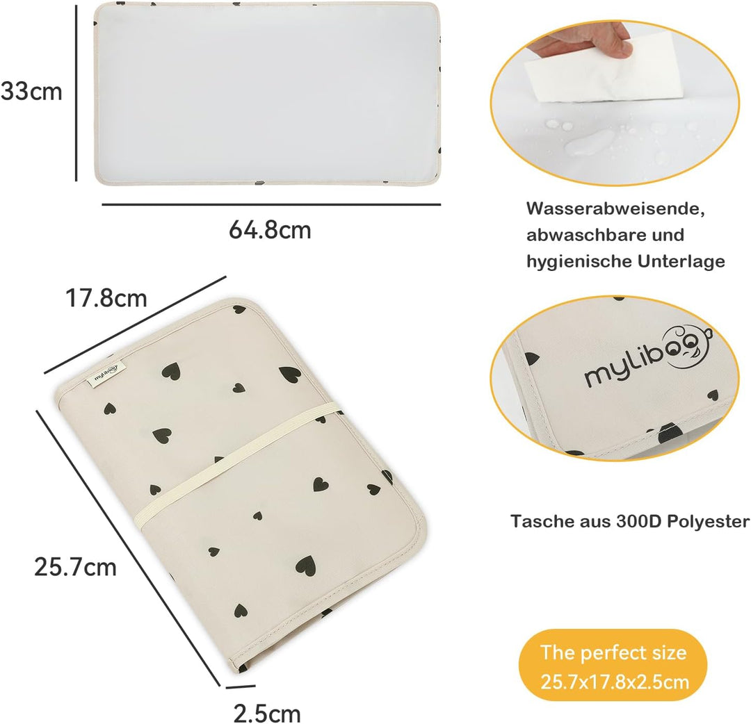 MYLIBOO® Baby Windeltasche mit Wickelunterlage für Unterwegs, Wickeltasche Organizer,Baby Must Have,