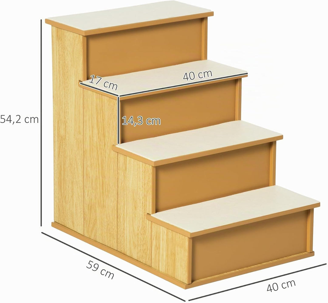 PawHut Haustiertreppe 4-stufige Hundetreppe Katzentreppe Einstiegshilfe mit Rutschfester Matte Haust