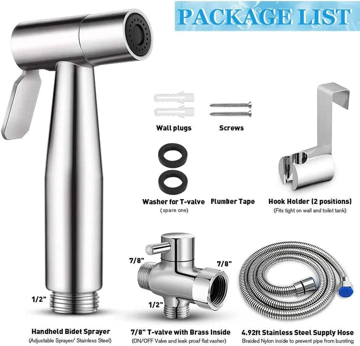 Bidet-Sprühgerät für WC, Handsprühgerät, Badezimmer-Sprühkopf-Set, Sprühaufsatz mit 144 cm Schlauch,