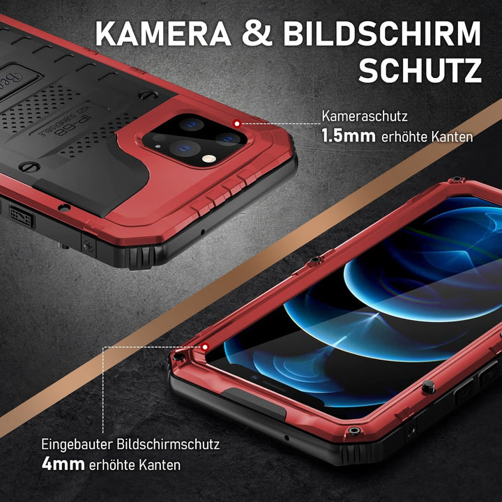 Beeasy für iPhone 12 Pro Max Wasserdicht Outdoor Hülle (6,7"), Stossfest Panzerhülle Militär 360 Gra