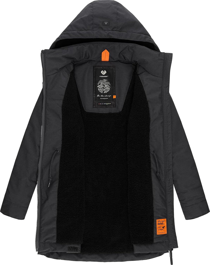 Ragwear Damen Wintermantel Warmer Parka lang wasserdicht mit Abnehmbarer Kapuze Dakkota XS-6XL S Dar