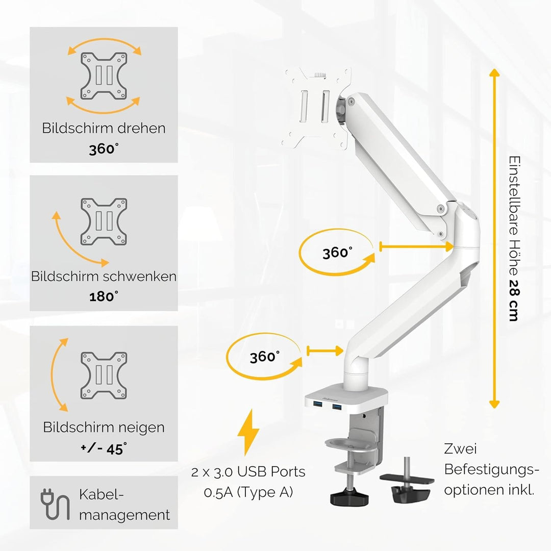 Fellowes Monitor Halterung für 1 Bildschirm bis 32 Zoll (81,28 cm) - Platinum Series Monitor Arm mit