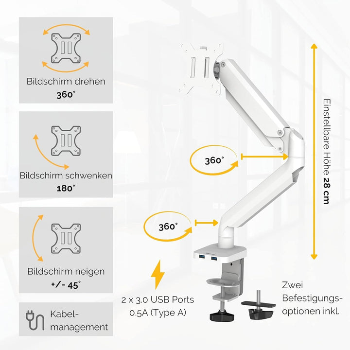 Fellowes Monitor Halterung für 1 Bildschirm bis 32 Zoll (81,28 cm) - Platinum Series Monitor Arm mit