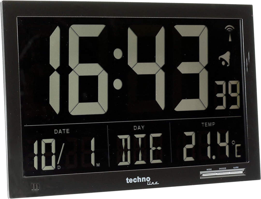 Technoline, WS 8007 Funk-Wanduhr, schwarz, 36,8 x 2,9 x 22,8cm