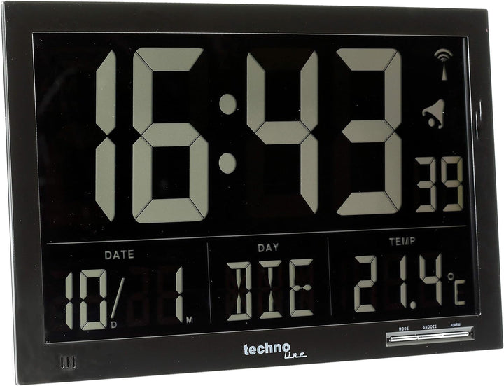 Technoline, WS 8007 Funk-Wanduhr, schwarz, 36,8 x 2,9 x 22,8cm