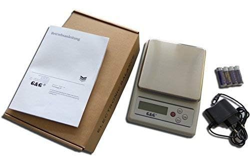 G&G KF6K Küchenwaage, 6kg /0.1g, einstellbare Abschaltautomatik, Feinwaage Digitalwaage, mit Netztei