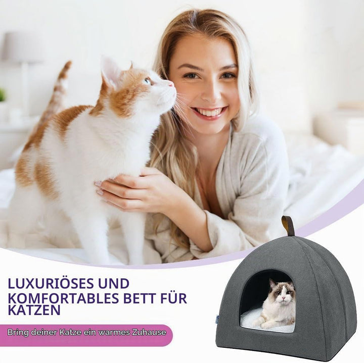 Voarge Katzenhöhle Katzenbett, weiche Katzenhöhle, weiche warme Plüsch-Katzenbetten, Katzennest mit