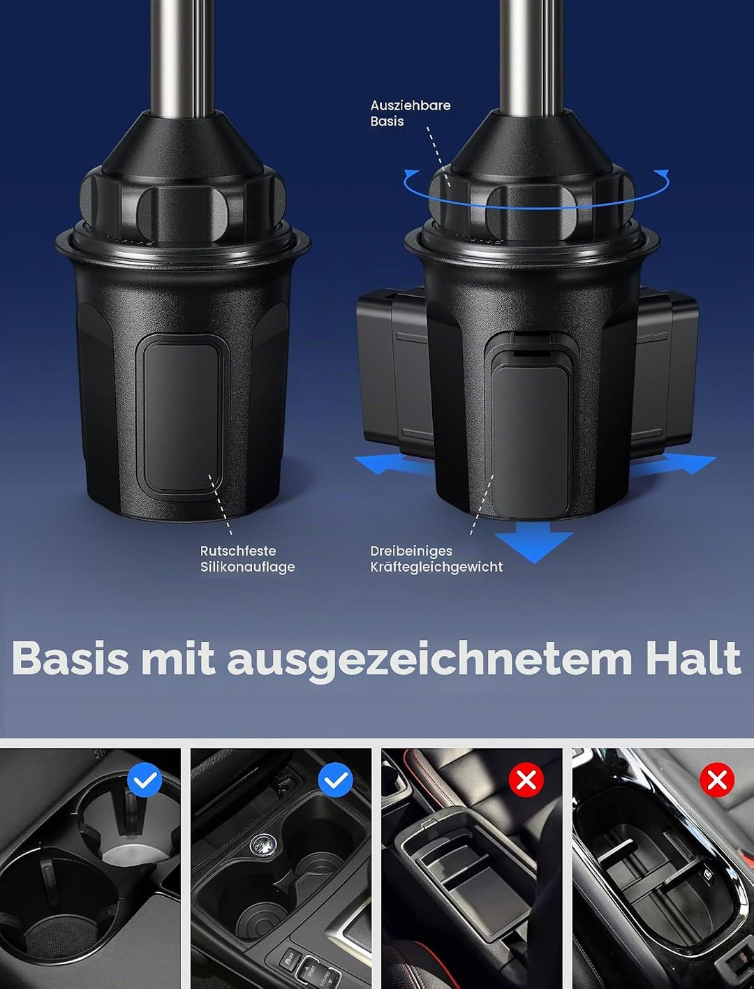 JSAUX Handyhalterung Auto Getränkehalter für Auto KFZ, Multi-verstellbar Ultra-Stabil Handy Halterun