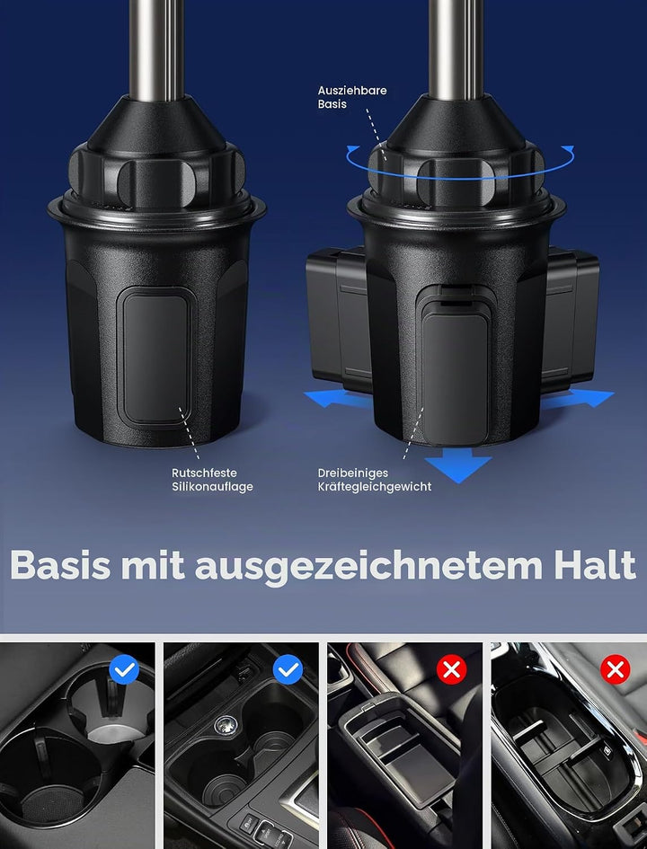 JSAUX Handyhalterung Auto Getränkehalter für Auto KFZ, Multi-verstellbar Ultra-Stabil Handy Halterun