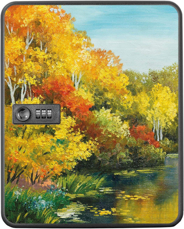 banjado® Burg-Wächter® abschliessbarer Schlüsselkasten mit Motiv Kanal Im Herbst für 36 Schlüssel -