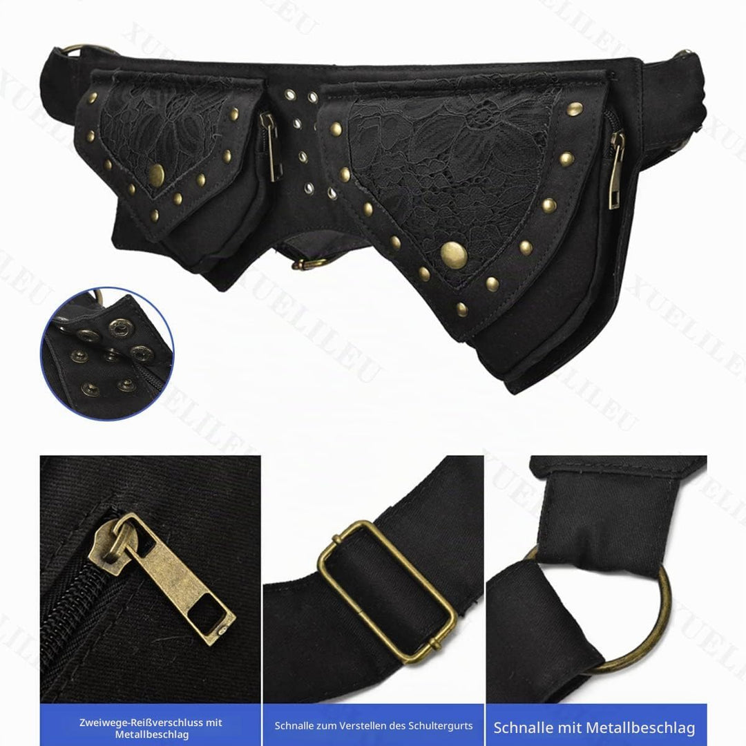 Damen Gürteltasche Gürteltasche Renaissance Faire Festival Brusttasche mit verstellbarem Gürtel Mode