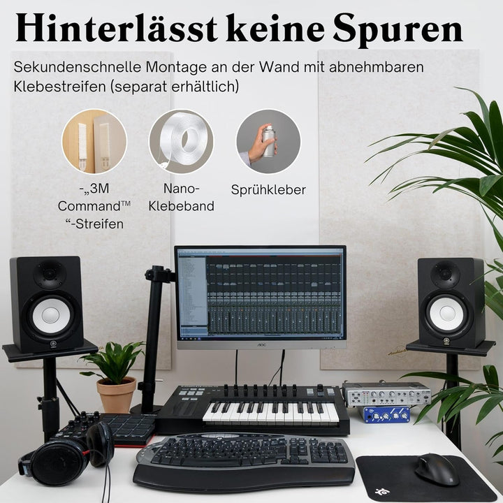 Akustikpaneele, 4er-Pack, RAUMKIT, gross, 116 x 58cm, Mittelgrau 4 Paneele - RAUMKIT Mittelgrau, 4 P