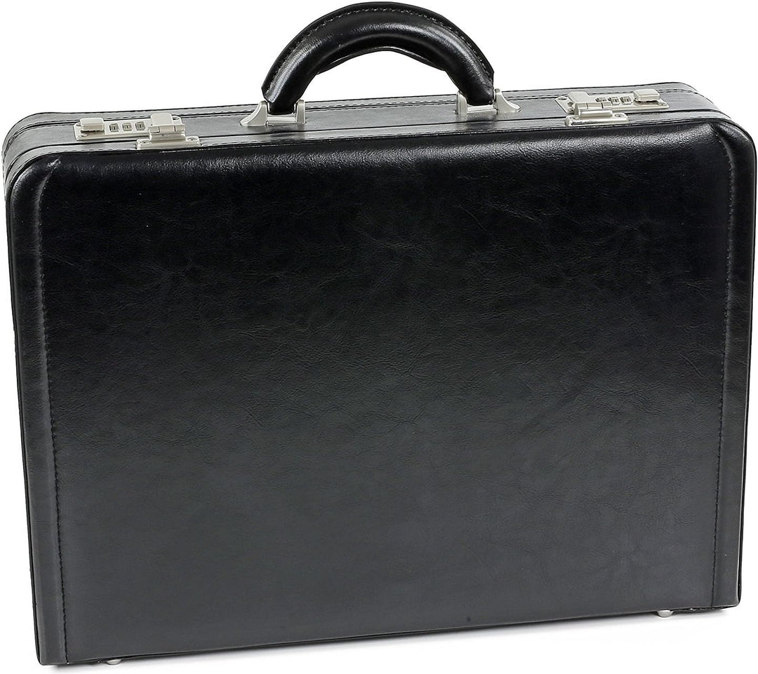 Bowatex Dokumentenkoffer Aktenkoffer Leder-Faserstoff Koffer Schwarz 44 cm