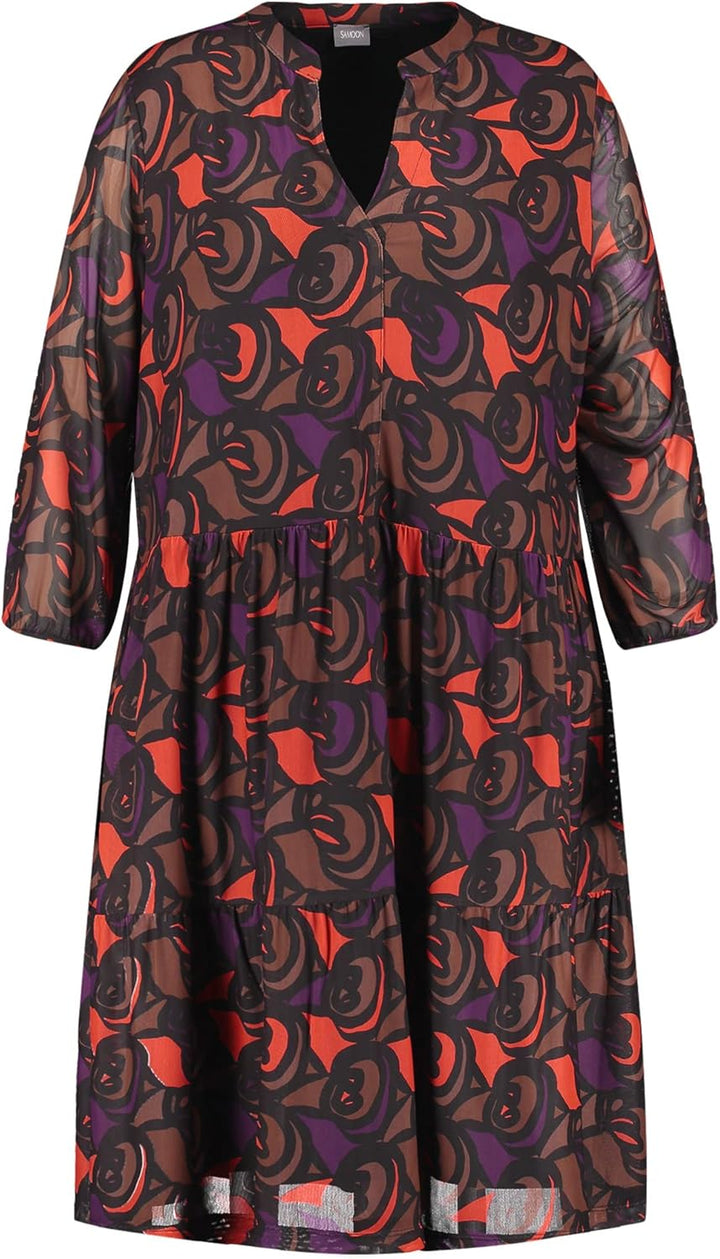 SAMOON Damen 181001-26302 Kleid, Black Gemustert, 46