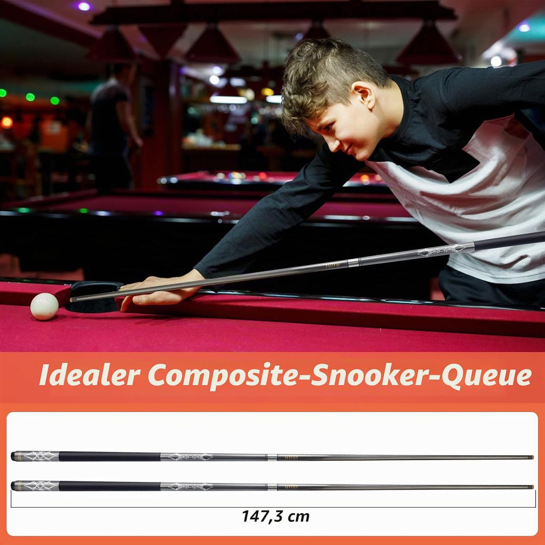 Professionelle Billardqueues, 147,7 cm, Carbon, langlebig, kleiner Kopf, Poolqueues, Billardstock, S