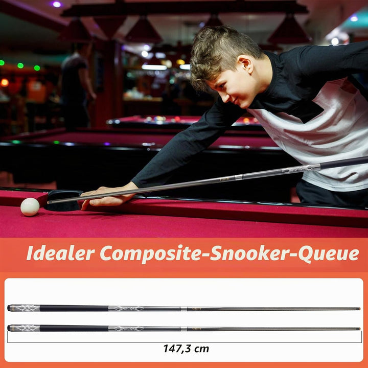 Professionelle Billardqueues, 147,7 cm, Carbon, langlebig, kleiner Kopf, Poolqueues, Billardstock, S