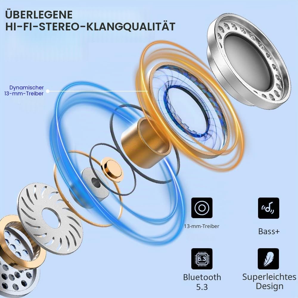 Bluetooth 5.3 Kopfhörer In Ear Kopfhörer Kabellos Bluetooth mit ENC Dual Mic, 2022 Kabellose Kopfhör