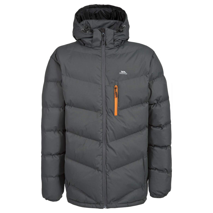 Trespass Herren Blustery Warme Gepolsterte Wasserdichte Regenjacke Mit Abnehmbarer Kapuze 3XL Ash, 3