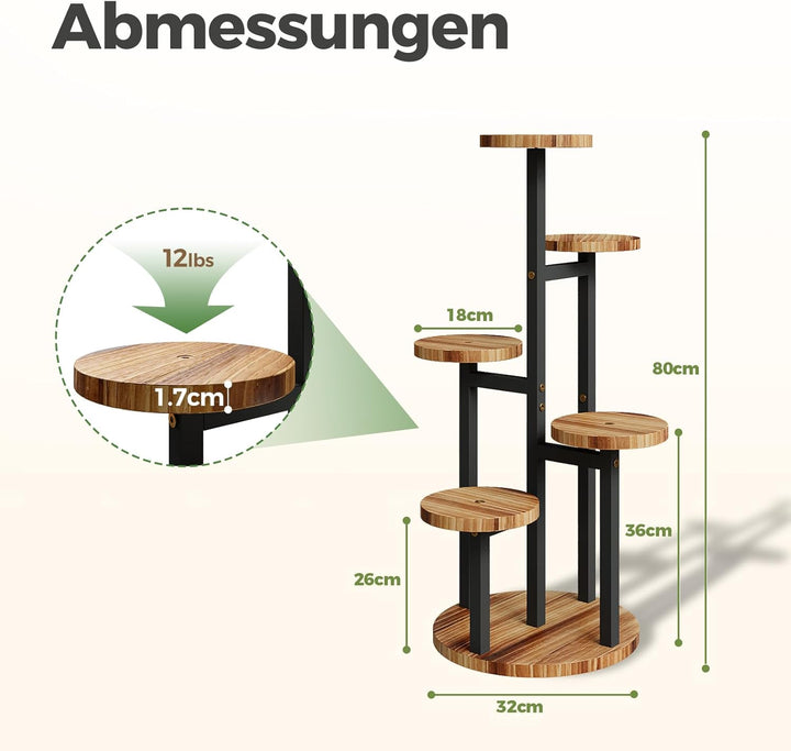 Bamworld 5-stufiger Pflanzenständer für den Innenbereich, Eck-Metall-Pflanzregal für mehrere Pflanze