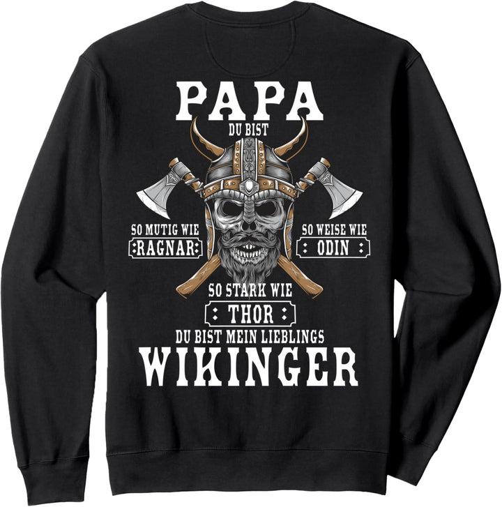Wikinger Papa - Retro Viking Vater Spruch (Rückendruck) Sweatshirt