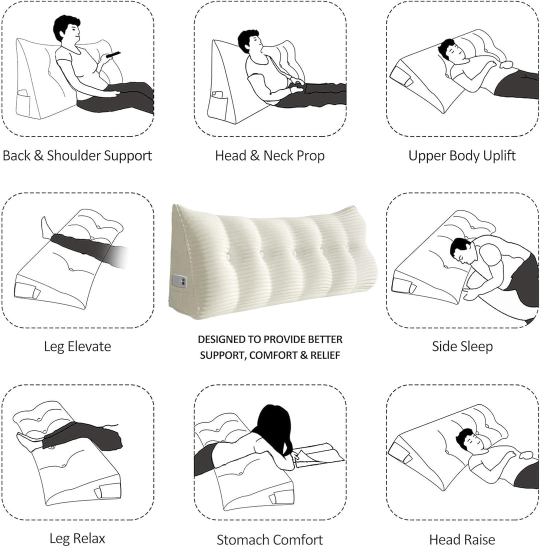 Johnear Keilkissen Lesekissen für Bett und Sofa Lehnenkissen, Rückenkissen Kopfteil Bett Rückenlehne