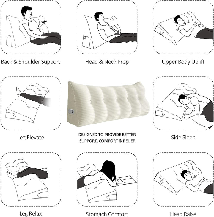 Johnear Keilkissen Lesekissen für Bett und Sofa Lehnenkissen, Rückenkissen Kopfteil Bett Rückenlehne