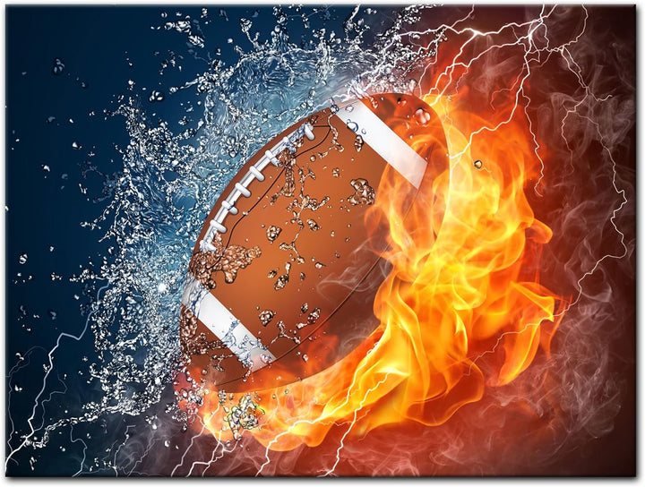 Bilderdepot24 Bild auf Leinwand | Football - Feuer und Eis in 70x50 cm als Wandbild | Wand-deko Deko