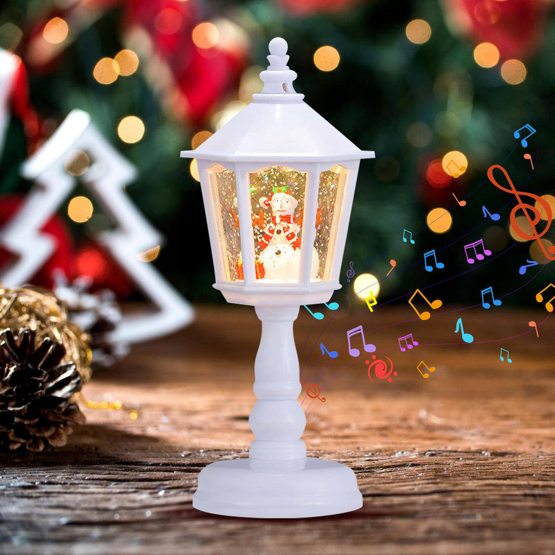 Shinybox Weihnachtsdeko Laterne, Schneelaterne Weihnachtskerze mit Musik, Weihnachten LED Deko, USB